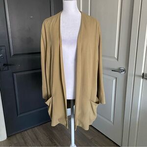 Zara Open Drape Tan Relaxed Fit Blazer Size M